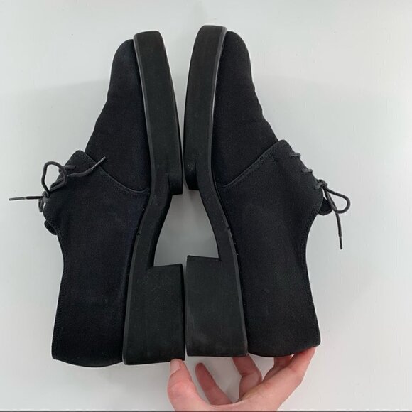 Stuart Weitzman flats size 9.5 black Oxfords chunky vintage 90s Academia - Picture 7 of 12
